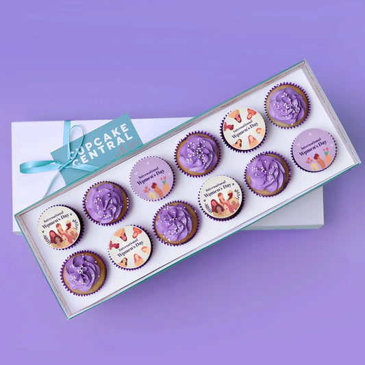 International Women's Day - 12 Cupcake Gift Box (VEGAN) -  Cupcake Central