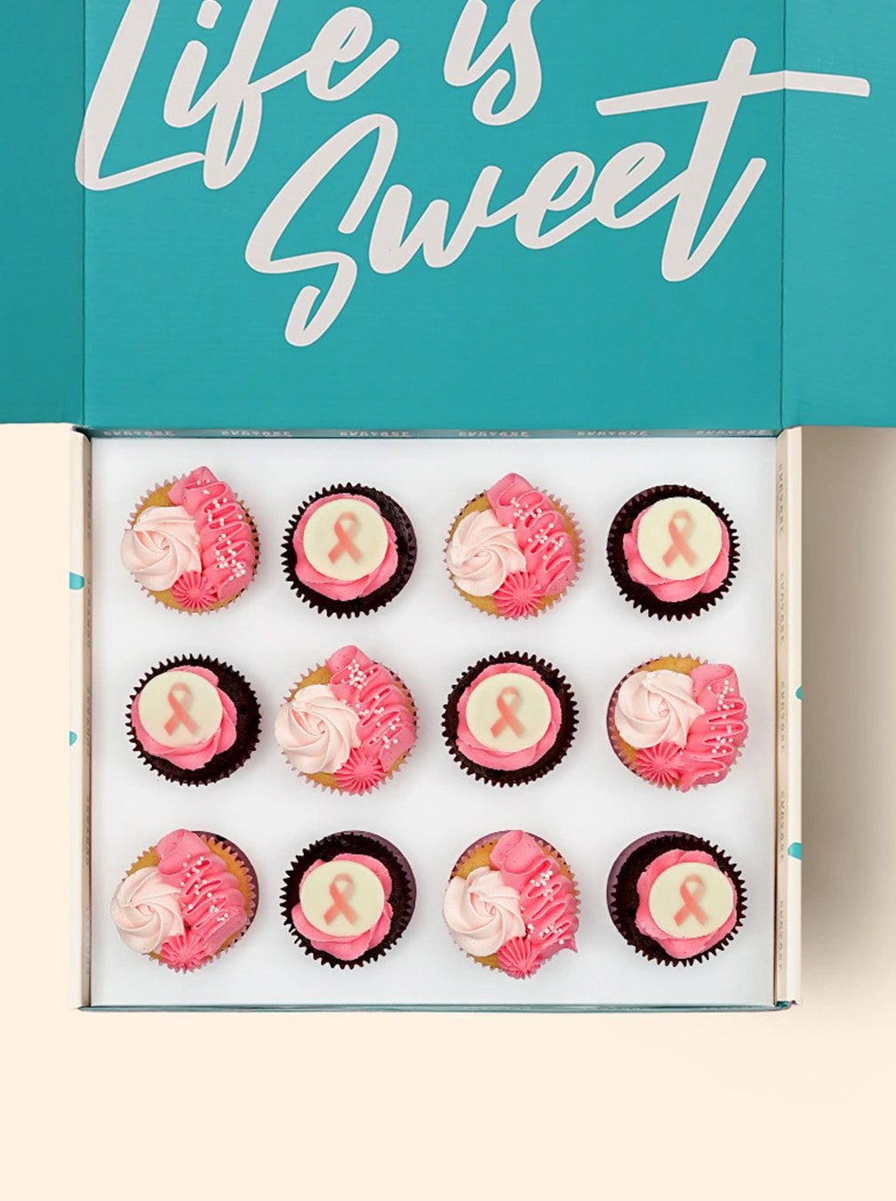 Breast Cancer Awareness 12 Cupcake Gift Box - Cupcake Central
