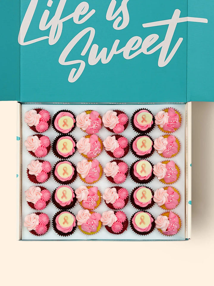 Breast Cancer Awareness 30 Mini Cupcake Gift Box - Cupcake Central