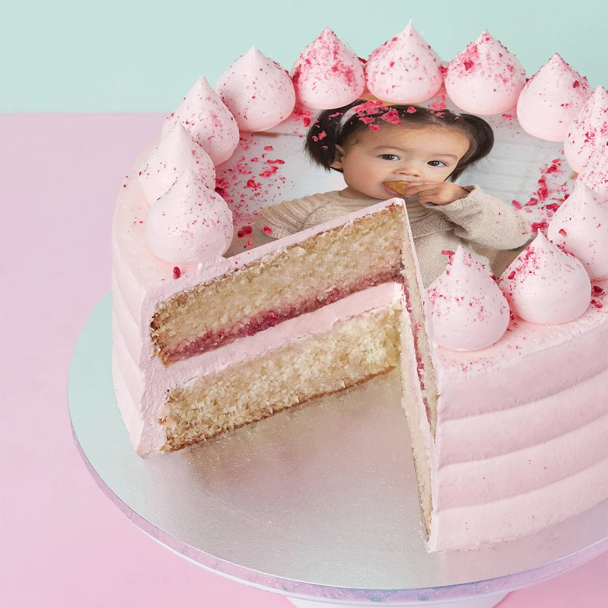 Raspberry White Chocolate Custom Photo Cake -  Cupcake Central