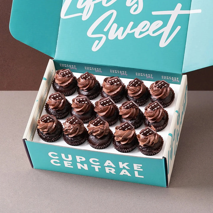 15 Double Chocolate Mini Cupcake Gift Box (GF) - Cupcake Central