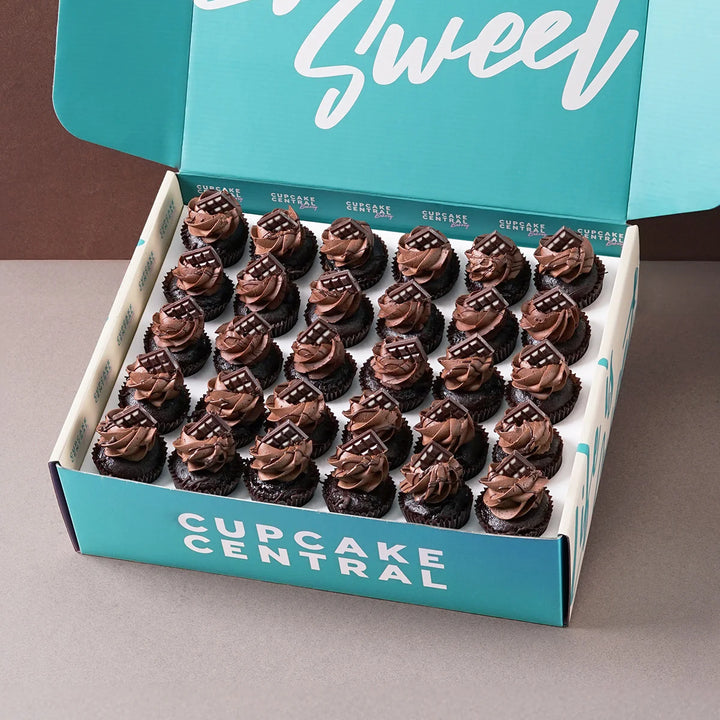 30 Double Chocolate Mini Cupcake Gift Box (GF) - Cupcake Central