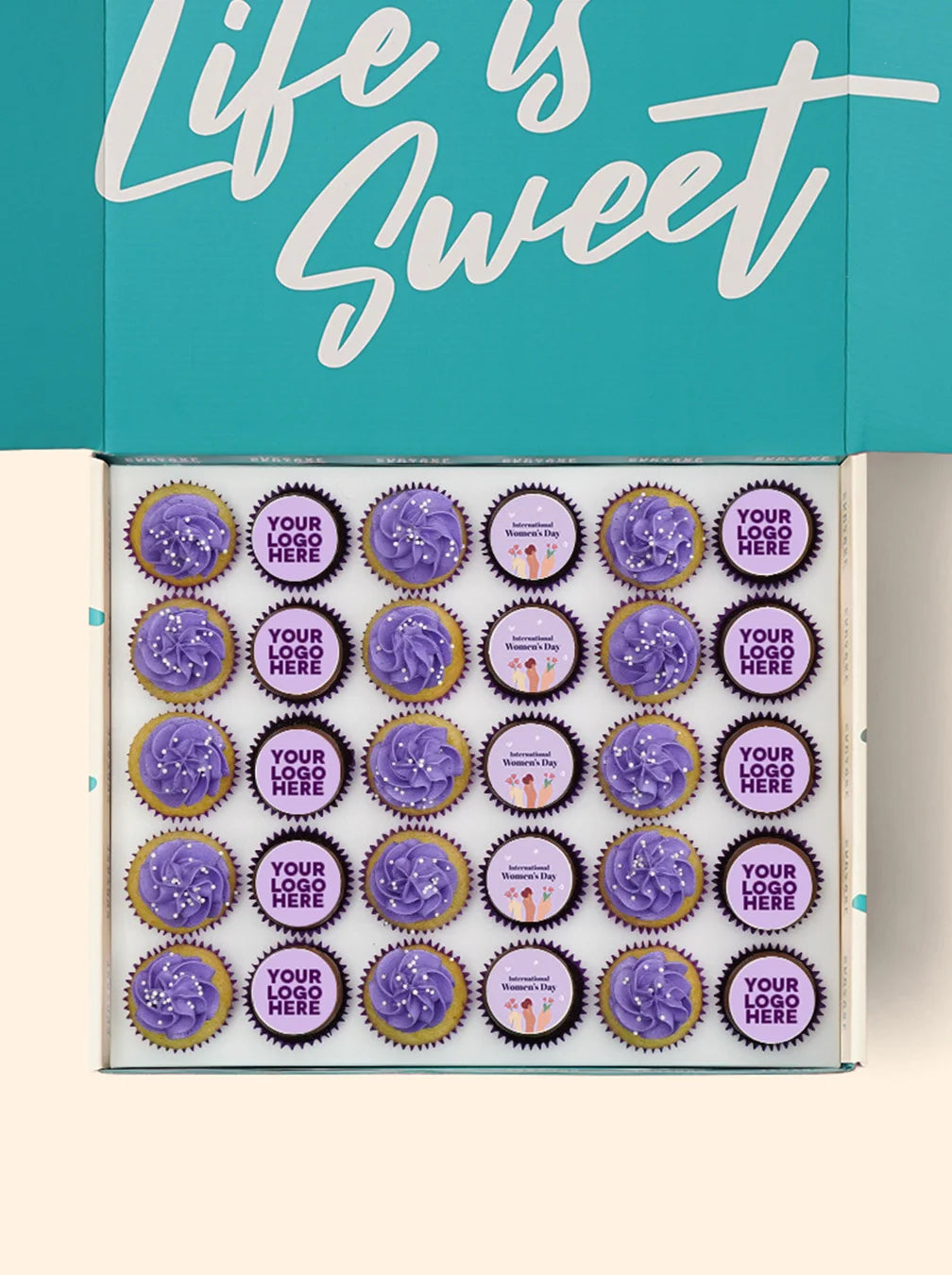 30 International Women's Day Custom Logo Mini Cupcake Gift Box