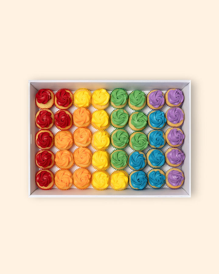 40 Rainbow Mini Cupcake Catering Box