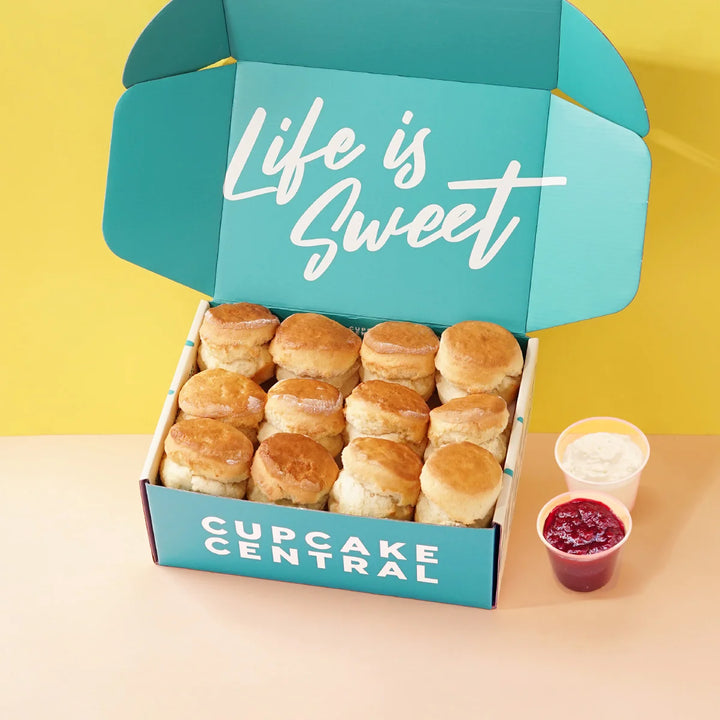 12 Scone Gift Box with Raspberry Jam & Chantilly Cream - Cupcake Central