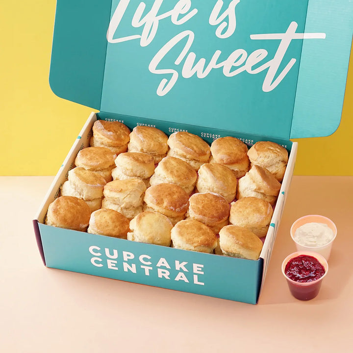 20 Scone Gift Box with Raspberry Jam & Chantilly Cream - Cupcake Central