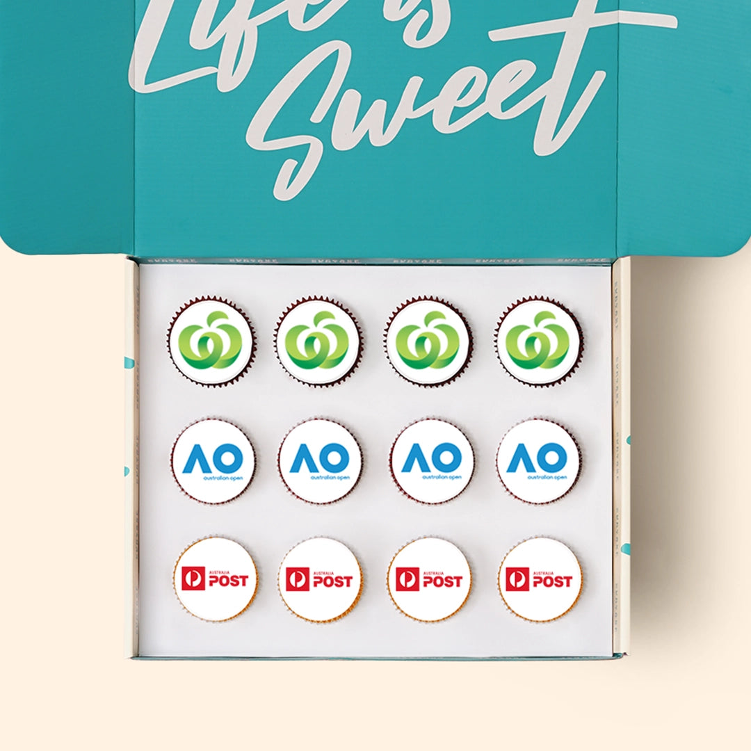 12 Cupcakes with Edible Logos Gift Box - Cupcake Central