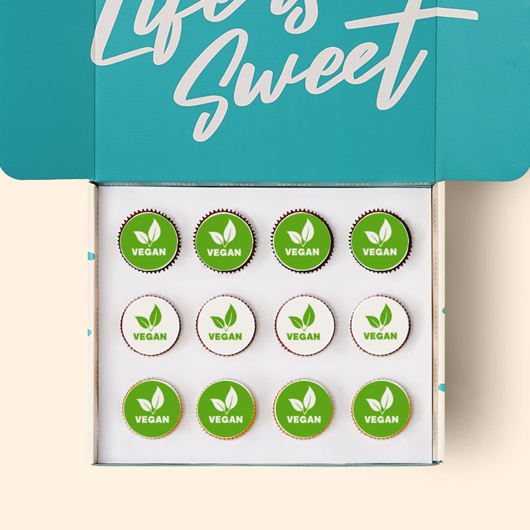 12 Cupcakes with Edible Logos Gift Box (VEGAN)