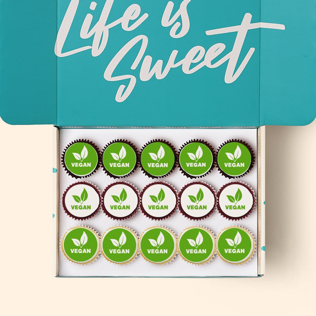 15 Mini Cupcakes with Edible Logos Gift Box (VEGAN)