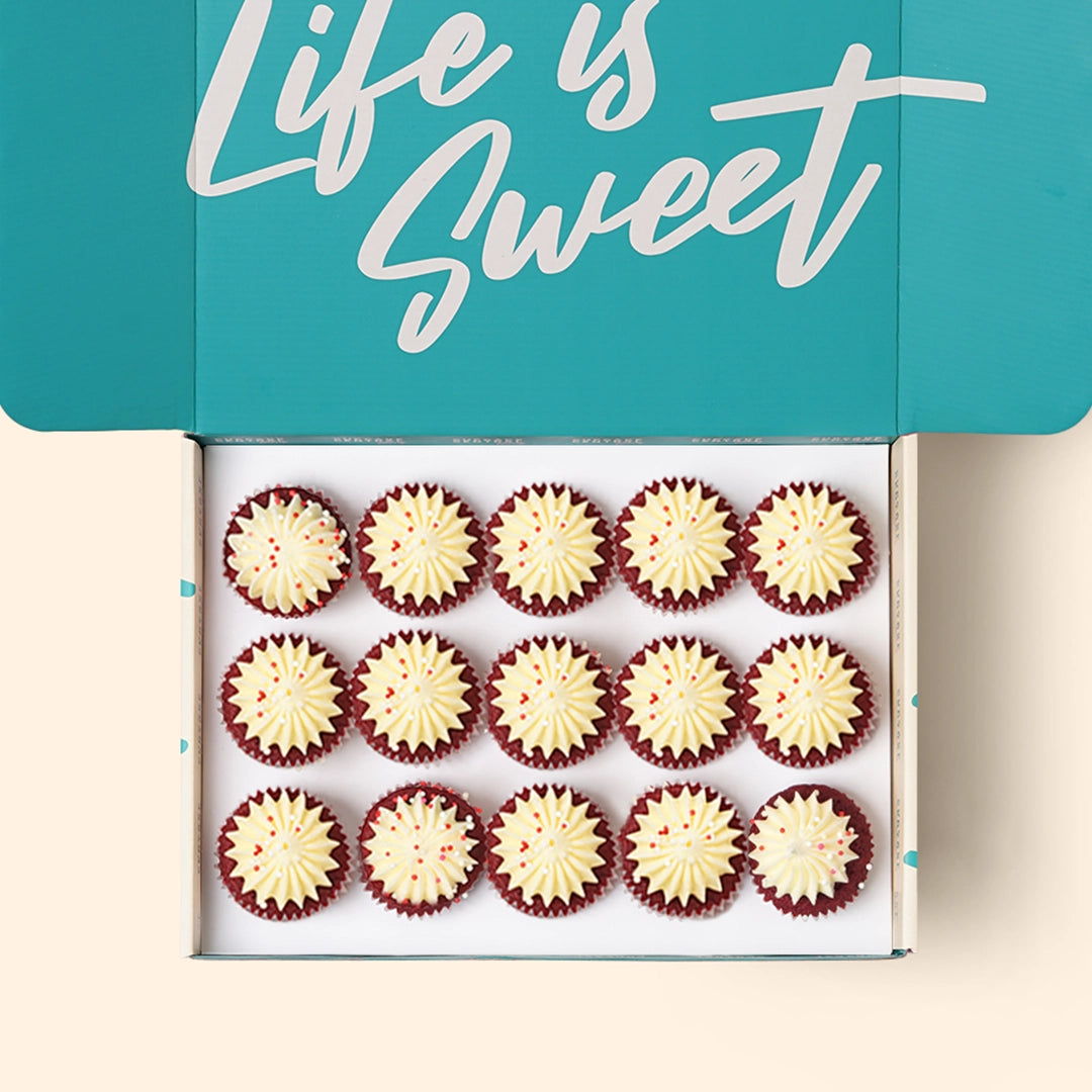15 Red Velvet Mini Cupcake Gift Box - Cupcake Central