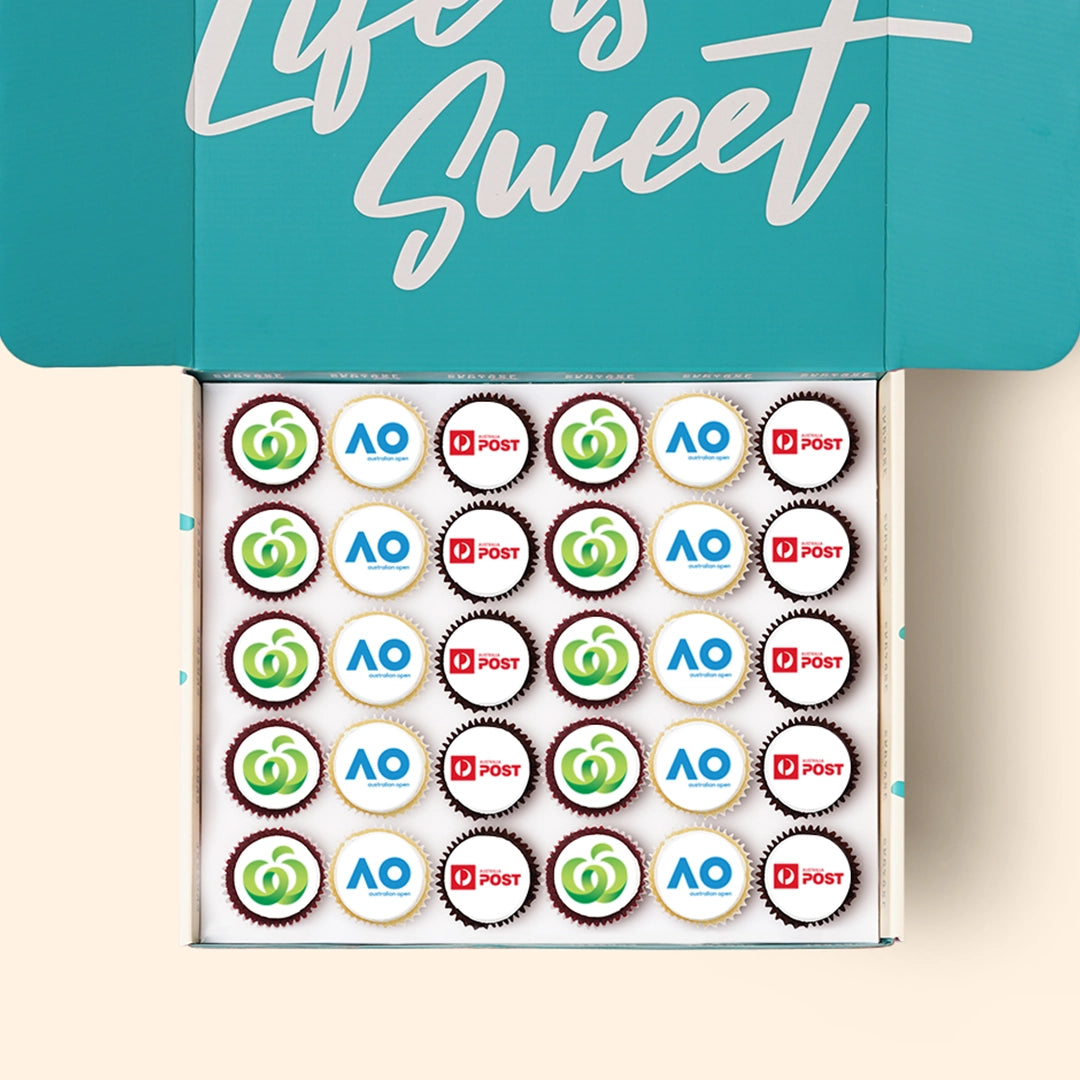 30 Mini Cupcakes with Edible Logos Gift Box