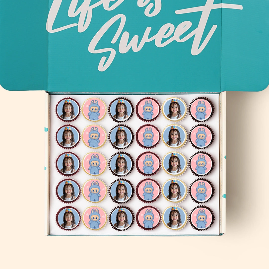 30 Mini Cupcakes with Edible Logos Gift Box