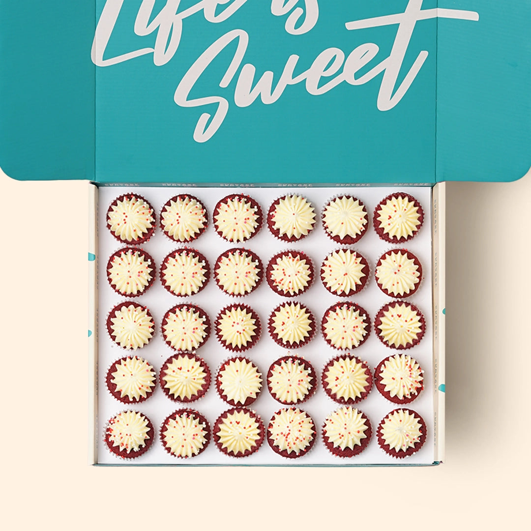 30 Red Velvet Mini Cupcake Gift Box
