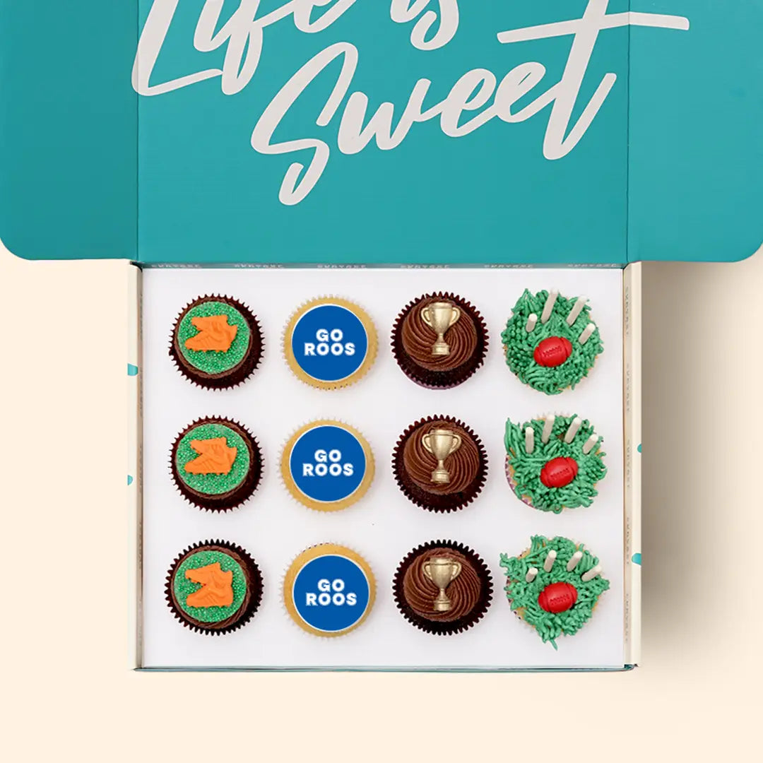 12 x GO ROOS Footy Cupcake Gift Box