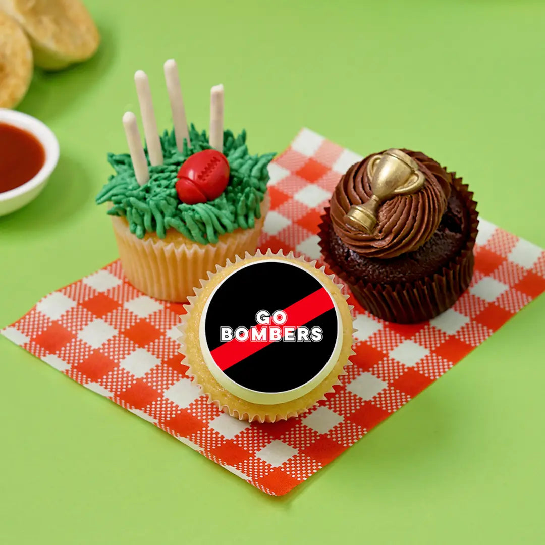 12 x GO BOMBERS Footy Cupcake Gift Box - Cupcake Central
