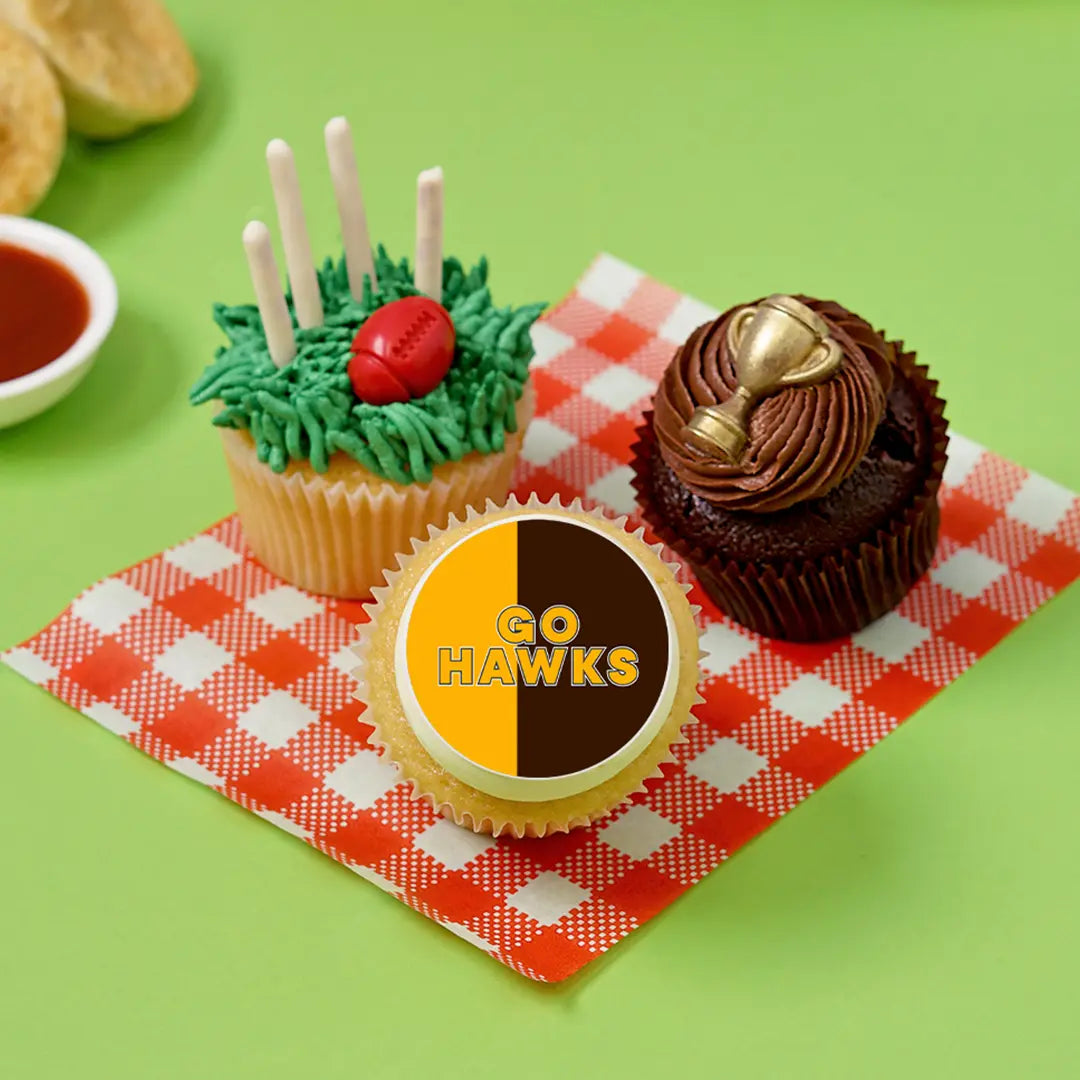 12 x GO HAWKS Footy Cupcake Gift Box