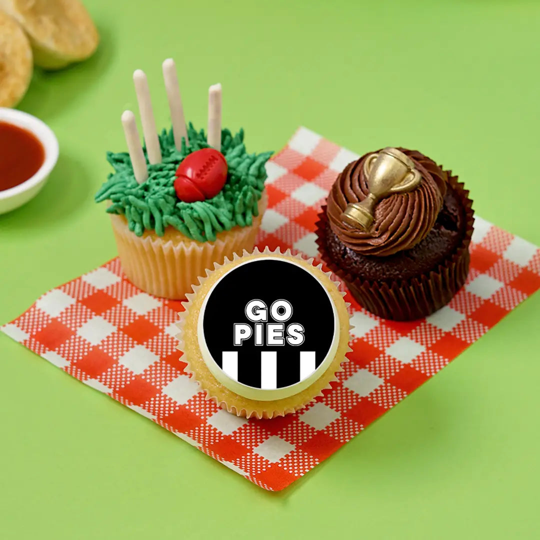 12 x GO PIES Footy Cupcake Gift Box