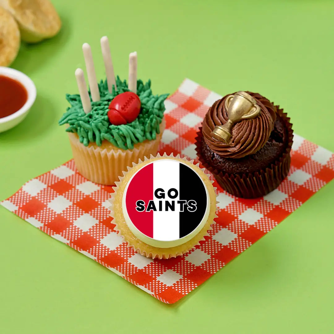 12 x GO SAINTS Footy Cupcake Gift Box