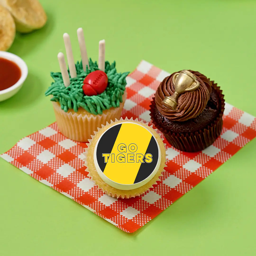 12 x GO TIGERS Footy Cupcake Gift Box