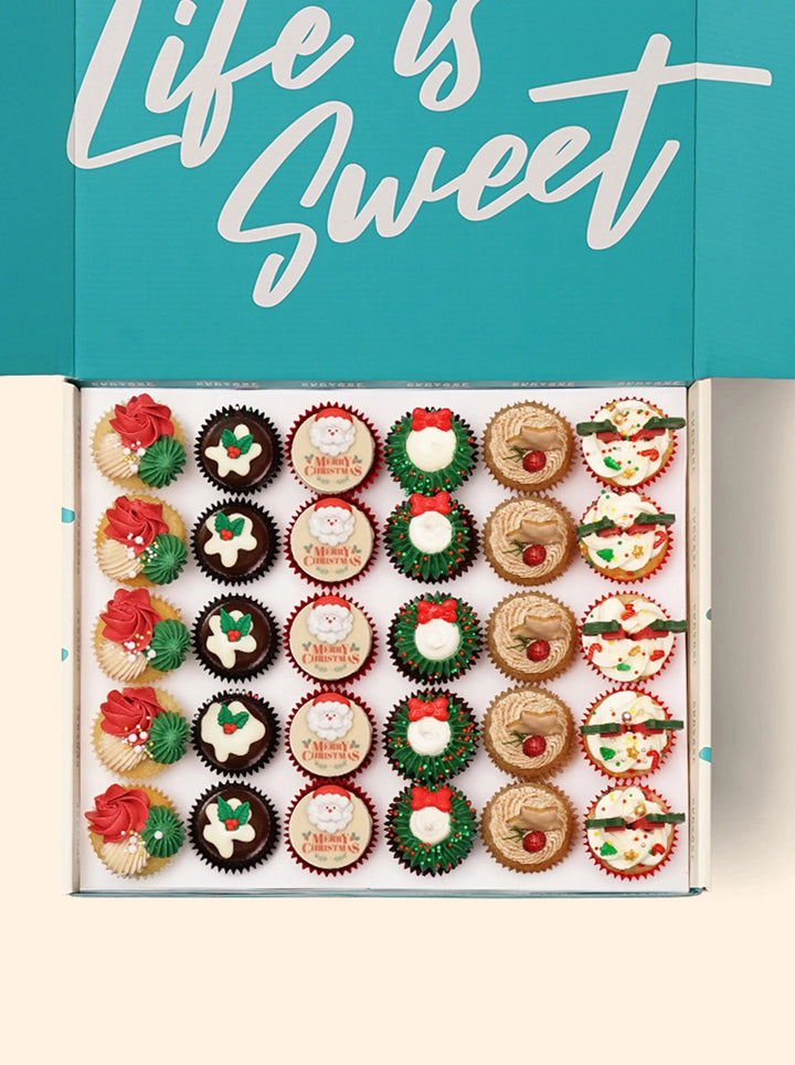 30 Christmas Mini Cupcakes Gift Box