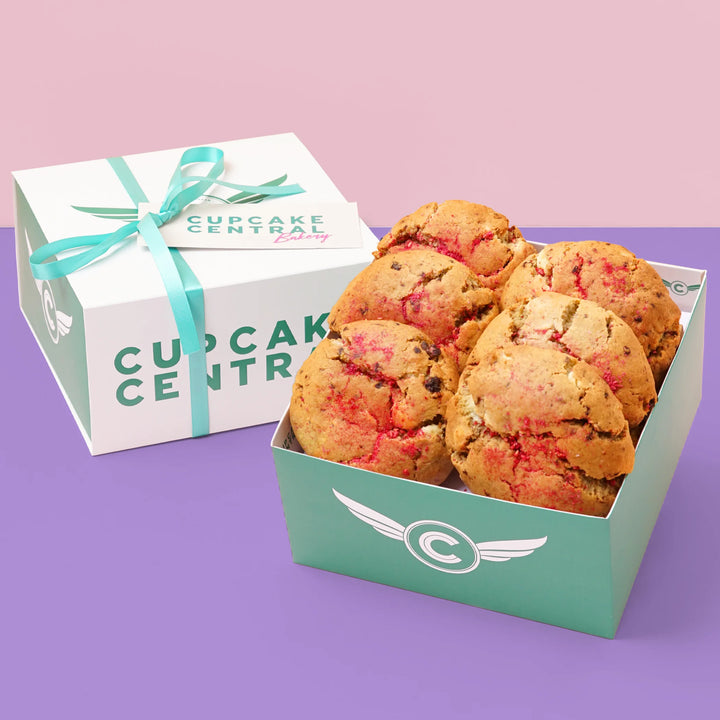 6 Raspberry White Chocolate Cookie Gift Box - Cupcake Central