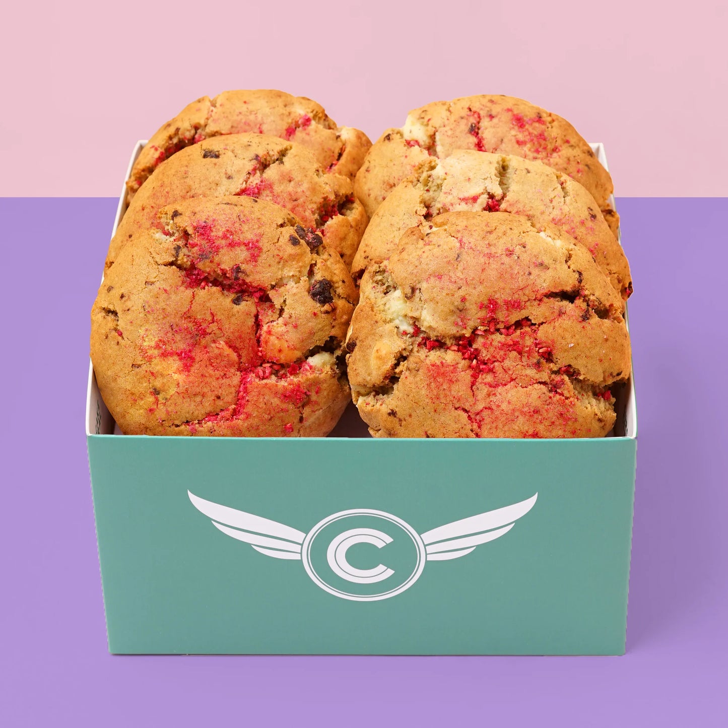 6 Raspberry White Chocolate Cookie Gift Box - Cupcake Central