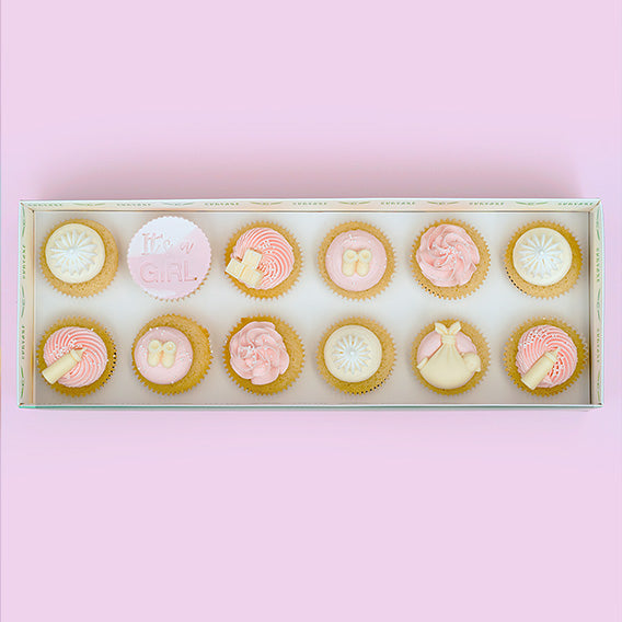 It's a Girl! Baby shower - 12 Cupcakes Gift box - Cupcake Central