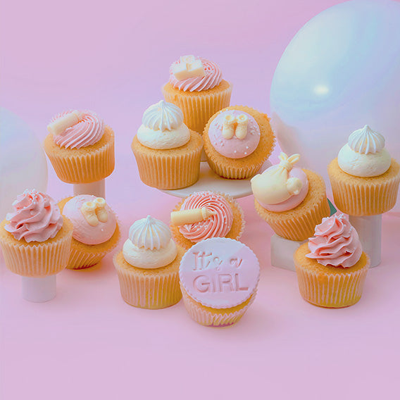 It's a Girl! Baby shower - 12 Cupcakes Gift box - Cupcake Central