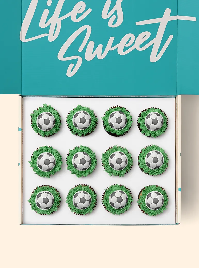 12 Soccer Cupcake Gift Box