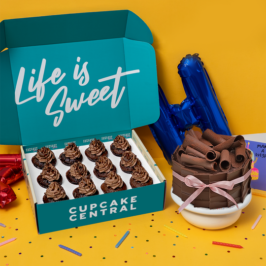 Chocolate cake and cupcake bundle. Perfect for birthday catering events.