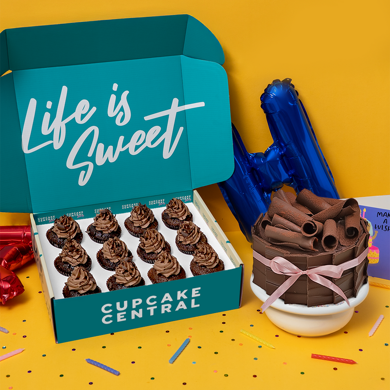 Chocolate cake and cupcake bundle. Perfect for birthday catering events.