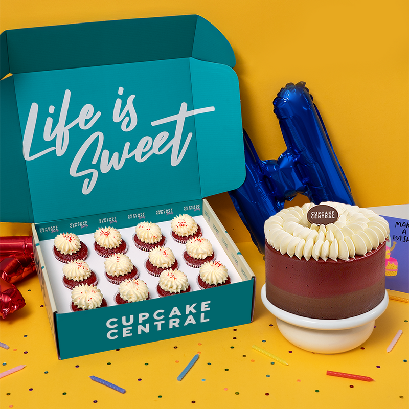 Red Velvet cupcake and cake birthday, party or event bundle. Perfect for catering events.