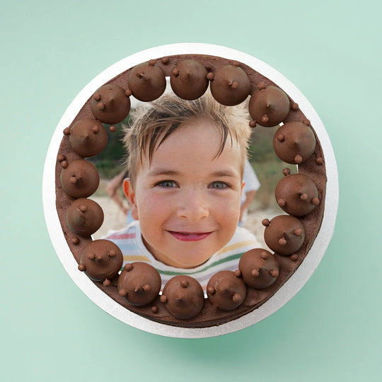 Chocolate custom photo cake for birthdays, Milestone celebrations and event catering. Melbourne delivery available