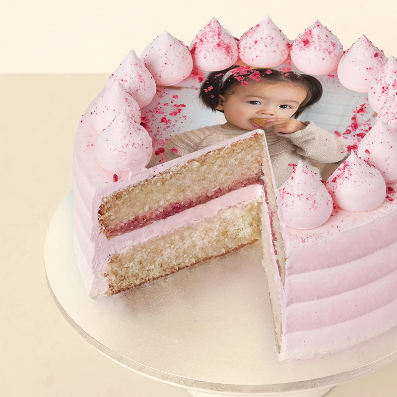Raspberry White Chocolate Photo Cake
