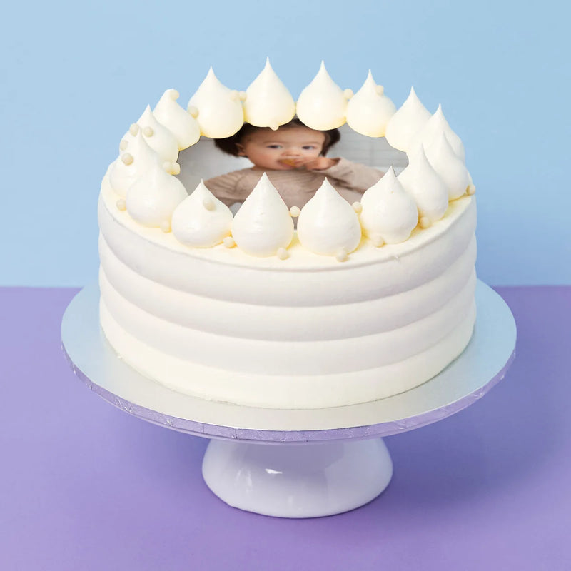 Vanilla cake with custom printed edible photo or image. Melbourne Next day delivery available