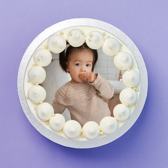 Vanilla birthday cake with photo. Two layered vanilla cake with next day Melbourne delivery.