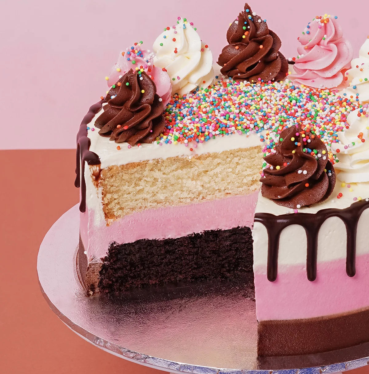 Neapolitan Birthday Cake -  Cupcake Central