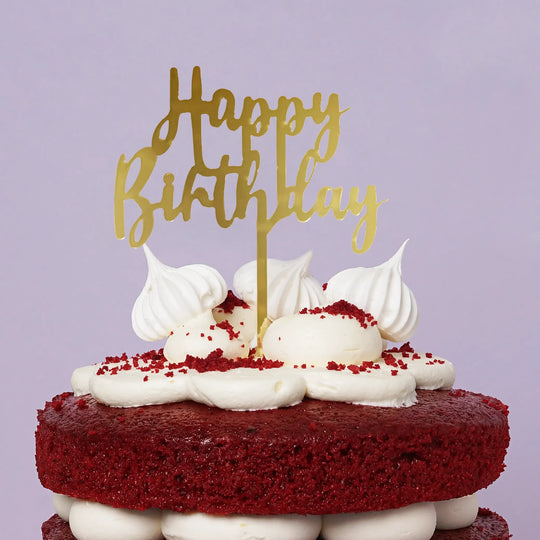Happy Birthday Gold Acrylic Cake Topper -  Cupcake Central