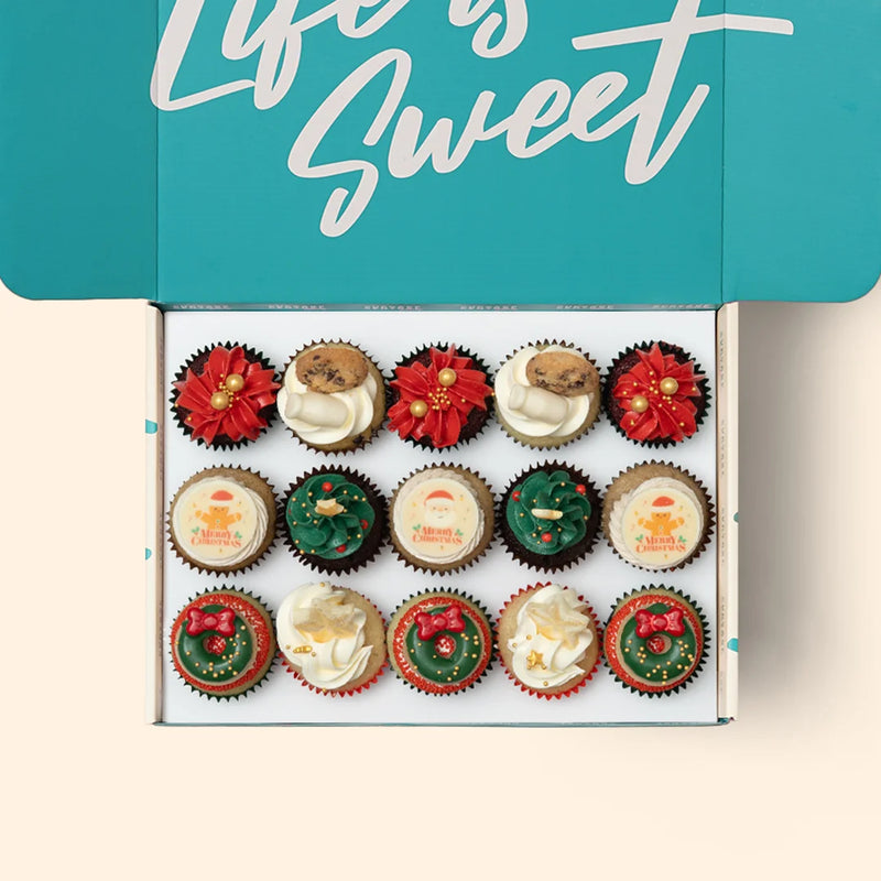 15 Christmas Mini Cupcakes Gift Box