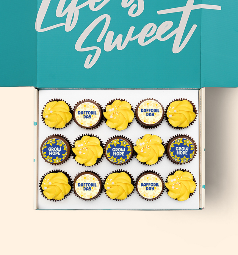 15 Daffodil Day Mini Cupcake Gift Box - (GF)