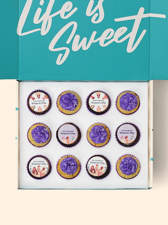 12 International Women's Day Cupcake Gift Box - (VEGAN)