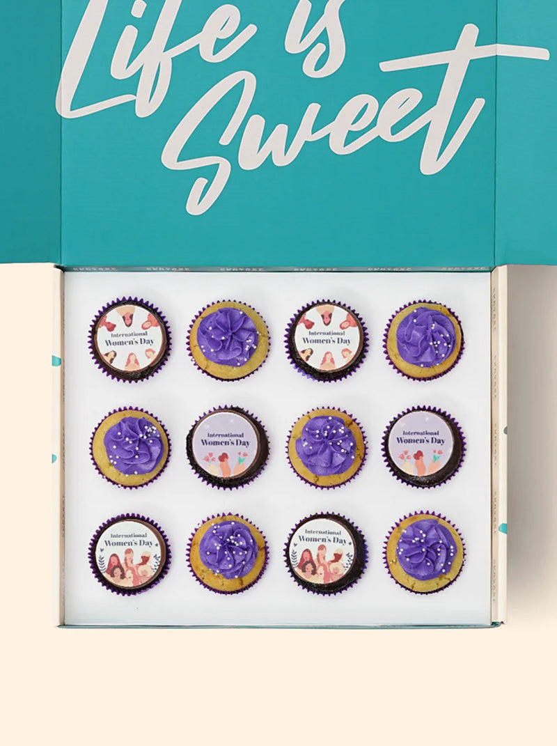 12 International Women's Day Cupcake Gift Box - Gluten Free
