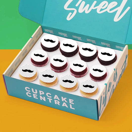 Moustache Themed Cupcakes - Gift Box -  Cupcake Central