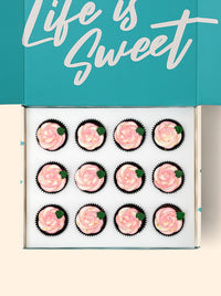 12 Valentine's Day Rose Cupcakes Always and Forever Gift box - (V)