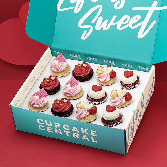 12 Valentine's Day Love Hearts Cupcake Gift Box