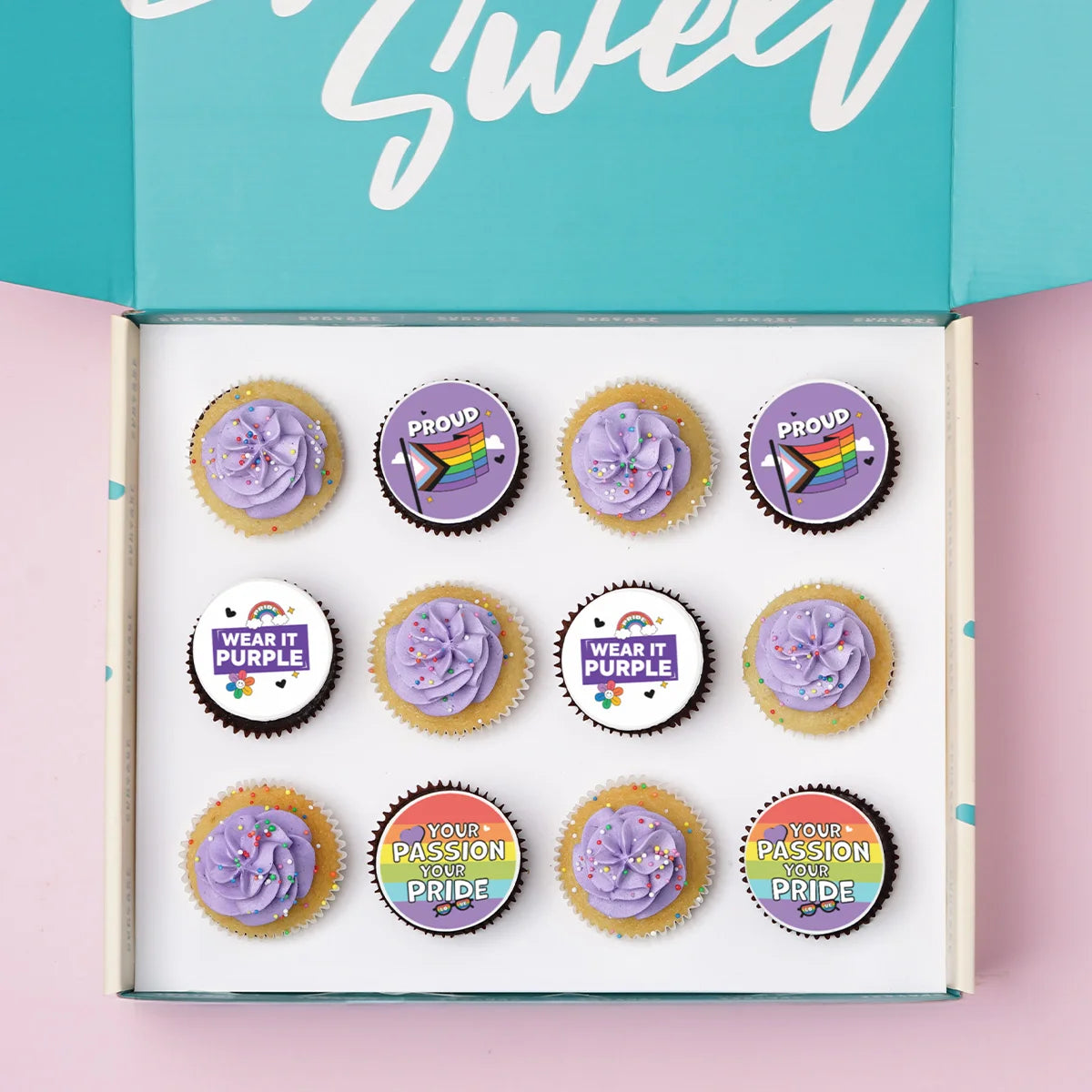 Wear it Purple - 12 Cupcake Gift Box (VEGAN) -  Cupcake Central