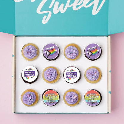 Wear it Purple - 12 Cupcake Gift Box (VEGAN) -  Cupcake Central