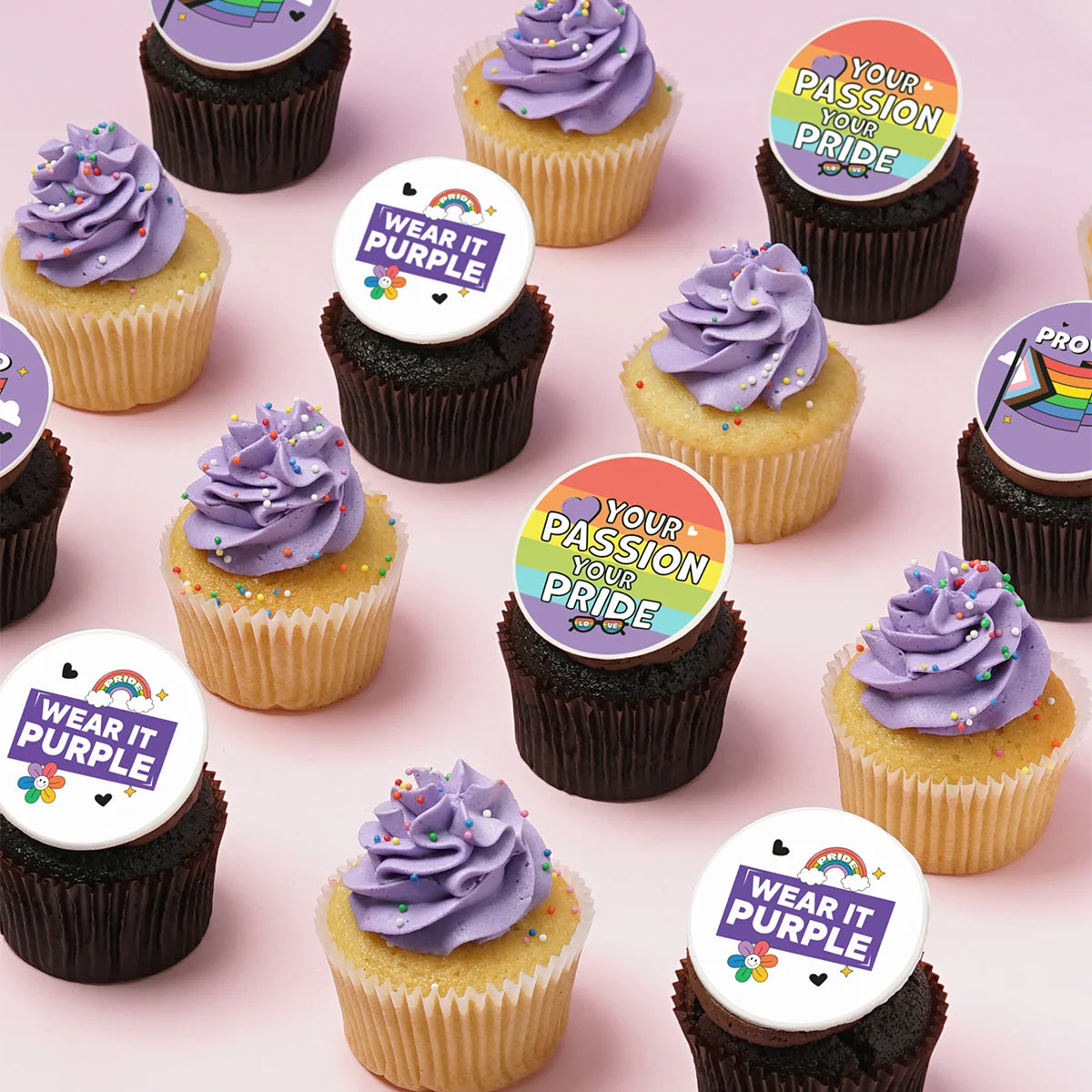 Wear it Purple - 12 Cupcake Gift Box (VEGAN) -  Cupcake Central