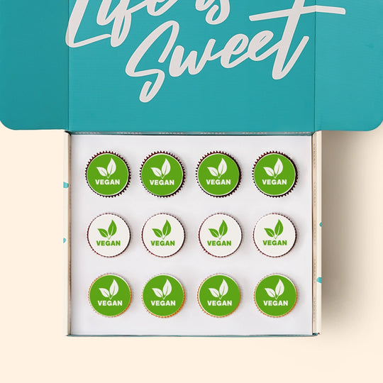 Personalised custom edible logo cupcakes. Add your photo, branded logo or image.
