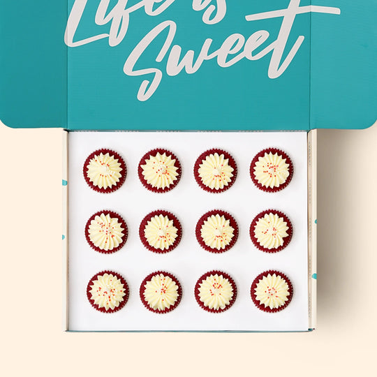 Red velvet cupcake gift box available for delivery or pickup in Melbourne